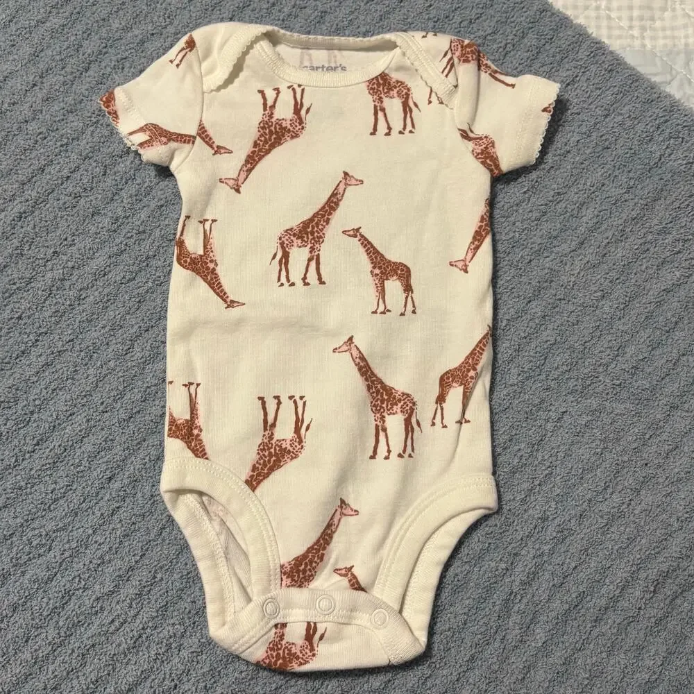 Baby Girl-Onesies-Lot 5 Pack-3M-Carters/Gerber -Giraffe /Floral /Plain